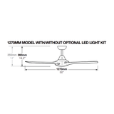 Fantech Flair DC 3 Blade Ceiling Fan - 1270MM (50" Inch) | Black | w/ Wall Switch & Remote Control