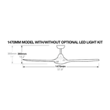 Fantech Flair DC 3 Blade Ceiling Fan - 1470MM (58" Inch) | White | w/ Wall Switch & Remote Control