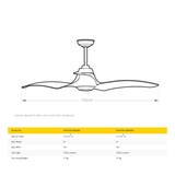 Fantech Hunter Stingray HVLS DC Ceiling Fan w/ 18W LED Light - 1500MM (60" Inch) | White | IP45