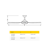 Fantech Quinton AC 4 Blade Ceiling Fan - 1220MM (48" Inch) | Black | 3 Speed Wall Controller Included