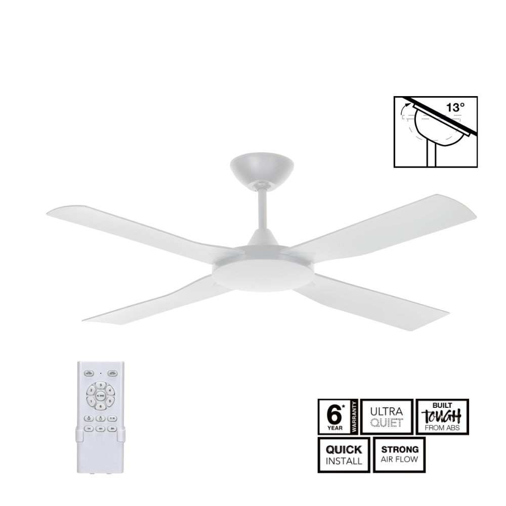 Fantech Cavalier DC 4 Blade Ceiling Fan - 1220MM (48" Inch) | White | 6 Speed Remote Control