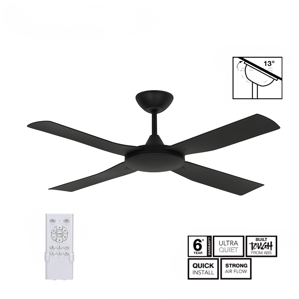 Fantech Cavalier DC 4 Blade Ceiling Fan - 1220MM (48" Inch) | Black | 6 Speed Remote Control