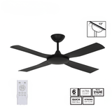 Fantech Cavalier DC 4 Blade Ceiling Fan - 1220MM (48" Inch) | Black | 6 Speed Remote Control