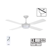 Fantech Cavalier DC 4 Blade Ceiling Fan w/ 20W LED Light - 1220MM (48" Inch) | White | 6 Speed Remote Control
