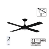 Fantech Cavalier DC 4 Blade Ceiling Fan w/ 20W LED Light - 1220MM (48" Inch) | Black | 6 Speed Remote Control