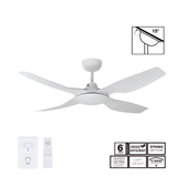 Fantech Quinton DC 4 Blade Ceiling Fan  - 1220MM (48" Inch) | White | w/ Wall Switch & Remote Control
