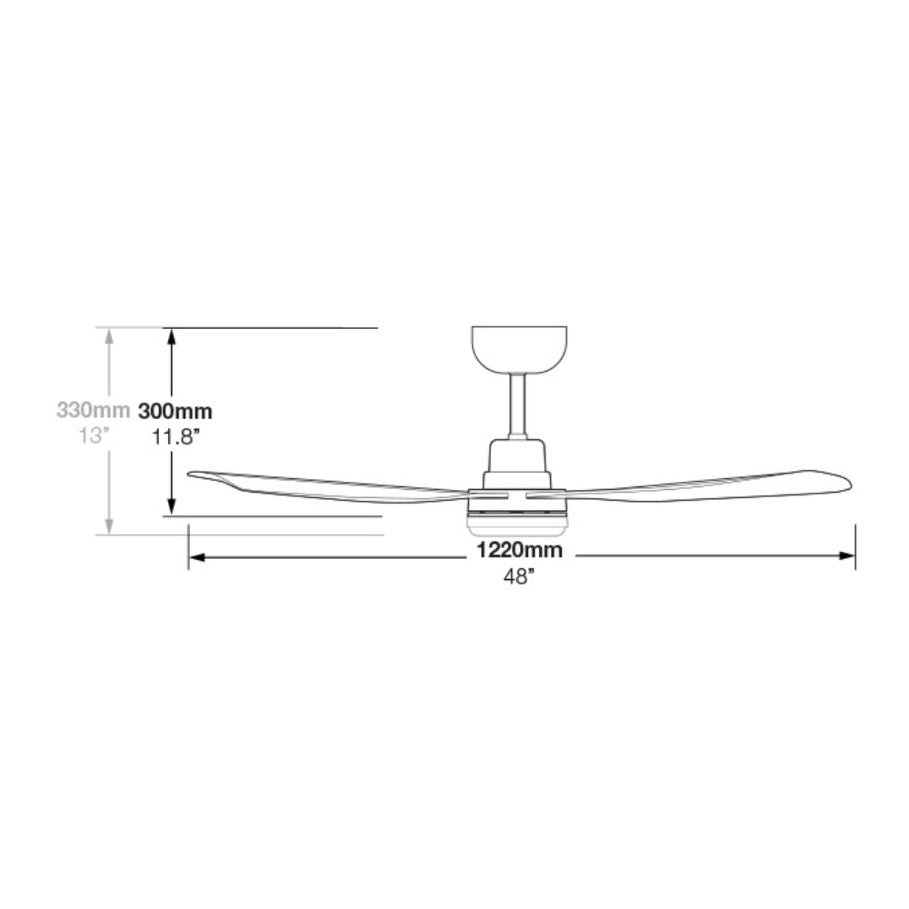 Fantech Scud DC 3 Blade Ceiling Fan w/ 16W LED Light - 1220MM (48" Inch) | White | w/ Wall Switch & Remote Control