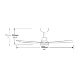 Fantech Scud DC 3 Blade Ceiling Fan w/ 16W LED Light - 1220MM (48" Inch) | White | w/ Wall Switch & Remote Control