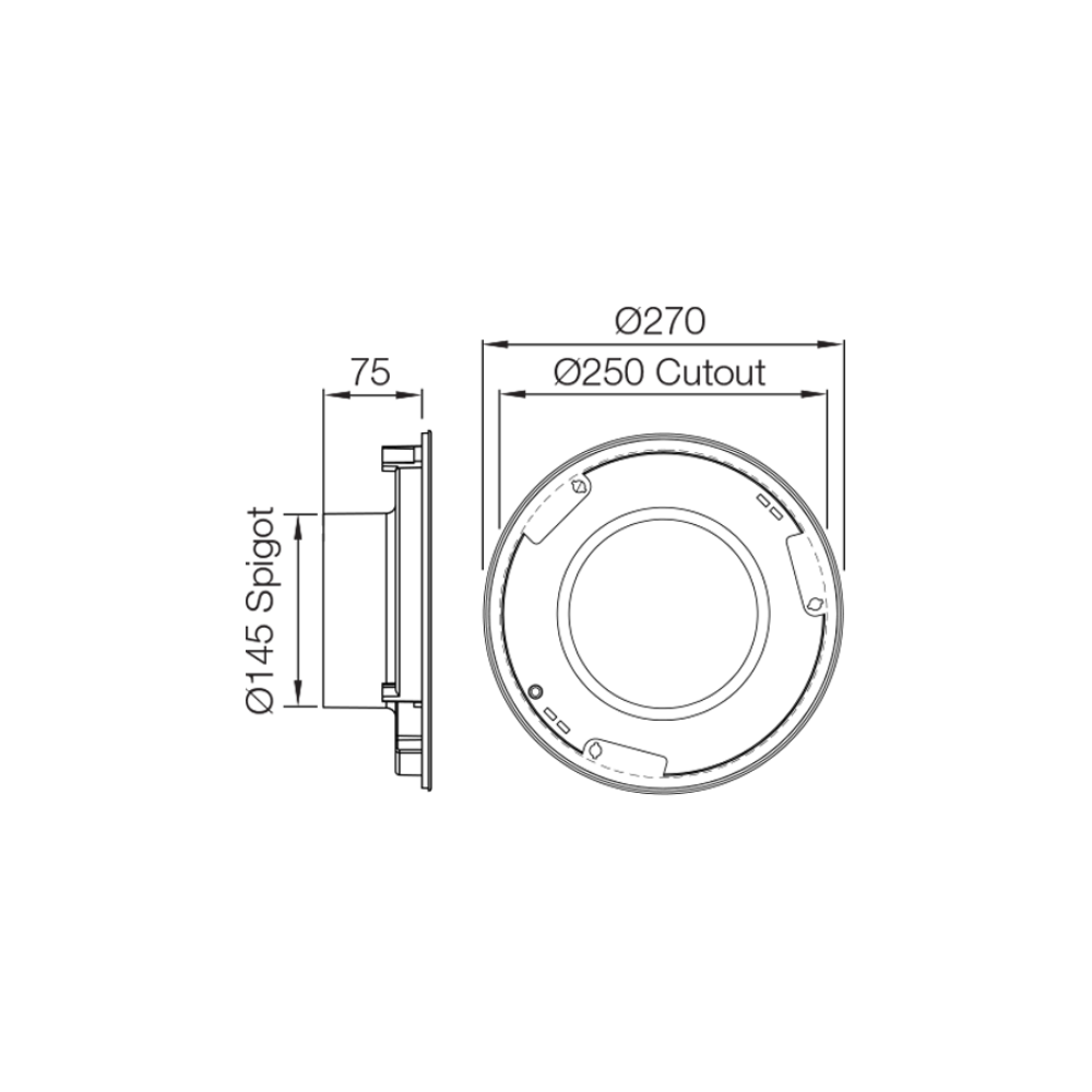 onse Grille To Duct Connector - Fit in standard 8" (255MM) Round Cut Out