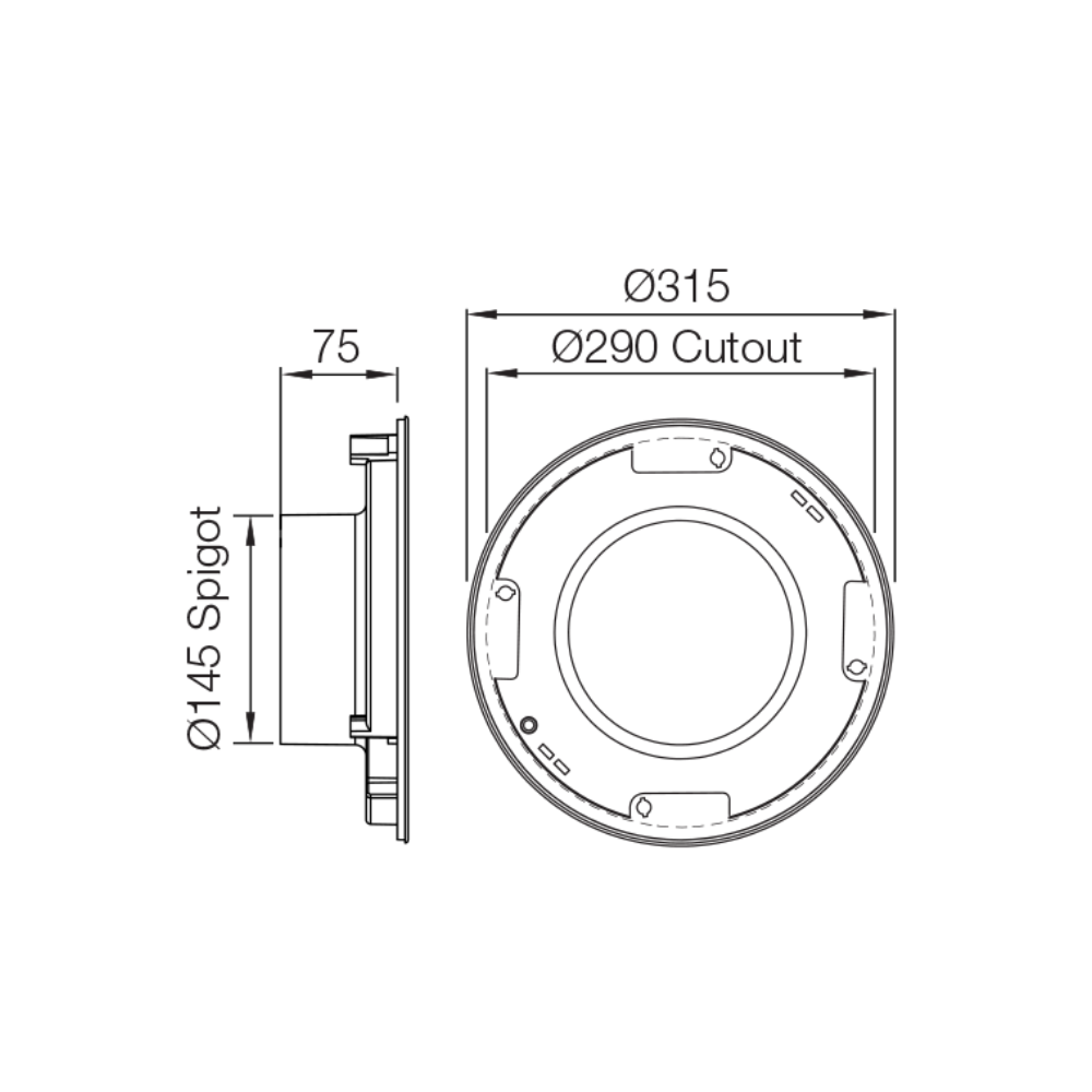 Fantech Rapid Response Grille To Duct Connector - RESP250DCON | Fits 290MM Round Cut Out
