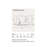 Fanco Luna Quiet Boost LED 250 Round Exhaust Fan - 250MM (10" Inch) | White | w/ Backdraft Shutter