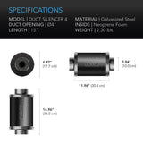 AC Infinity Inline Duct Silencer - 100MM (4" inch)
