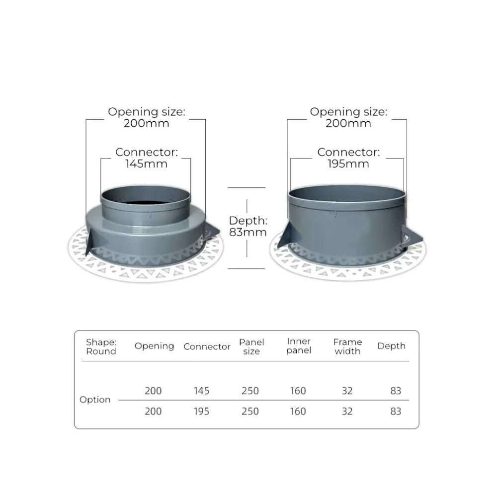 Round Ceiling Frameless White Air Diffuser - 150MM (6 Inch) | Paintable Air Vent