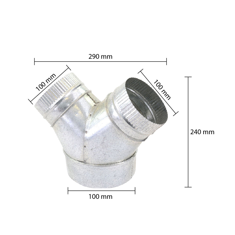 Non-Insulated Y Duct 3 Way Connector