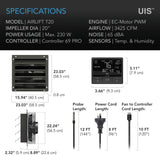 AC Infinity Shutter Exhaust Ventilation EC Fan Airlift T20 - 500MM (20" Inch) w/ Temp & Humidity Controller 69 PRO