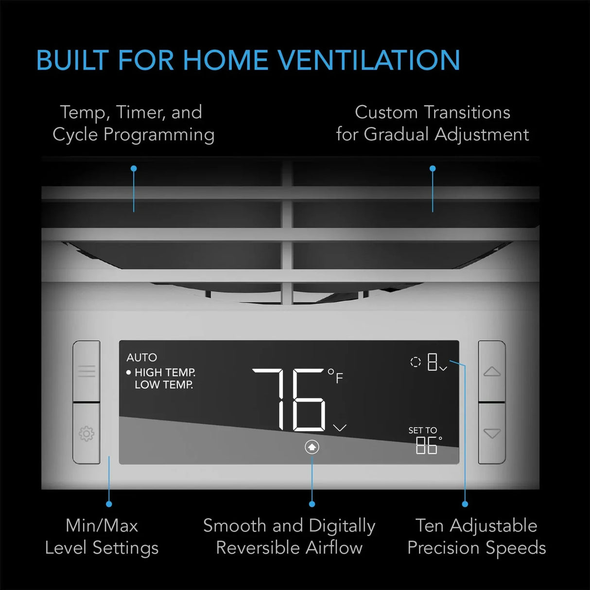 AC Infinity Room To Room EC Fan - 200MM (8" Inch) | w/ Thermostat & Timer