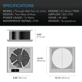 AC Infinity Room To Room EC Fan - 200MM (8" Inch) | w/ Thermostat & Timer