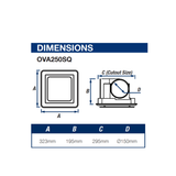 Ventair Header Box AC Exhaust Fan - Ovation 250 | w/ White Square Fascia | 150MM Side Duct