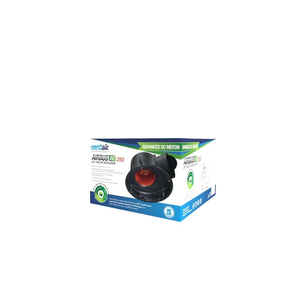 Ventair Airbus DC 250 Exhaust Fan with Round Grille - With LED & Without LED