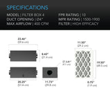 AC Infinity Inline Air Filter Box w/ MERV Filter - 100MM (4" Inch)