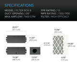 AC Infinity Inline Air Filter Box w/ MERV Filter - 200MM (8" Inch) | 1600CFM