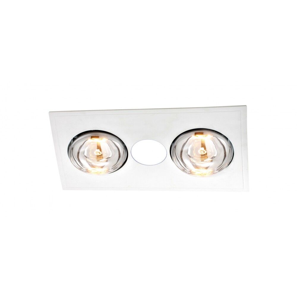 Ventair Myka 2 Bathroom 3-in-1 Slimline Low Profile - | Exhaust Fan | Heat | LED Light | - White / Silver