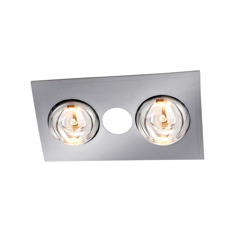 Ventair Myka 2 Bathroom 3-in-1 Slimline Low Profile - | Exhaust Fan | Heat | LED Light | - White / Silver