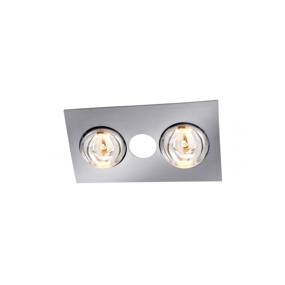Ventair Myka 2 Bathroom 3-in-1 Slimline Low Profile - | Exhaust Fan | Heat | LED Light | - White / Silver