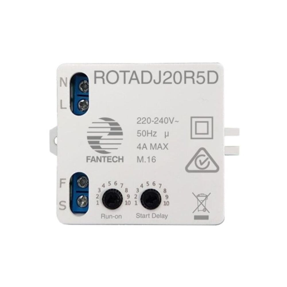 Fantech Adjustable Run-on timer | Single Phase | Max 4A | Adjustable Up To 20 Minutes