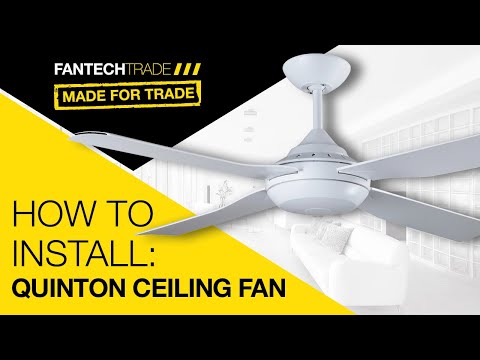 Fantech Quinton AC 4 Blade Ceiling Fan w/ 18W LED Light - 1220MM (48" Inch) | White | 3 Speed Wall Controller Included